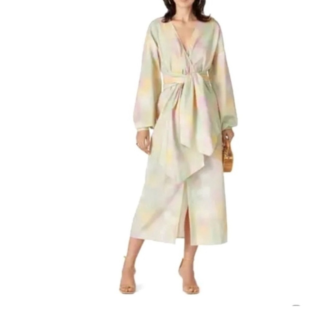 JUST Female Nikki‎ Maxi Dress in Pastel Tie Dye Size Medium Tie Waist Front Slit